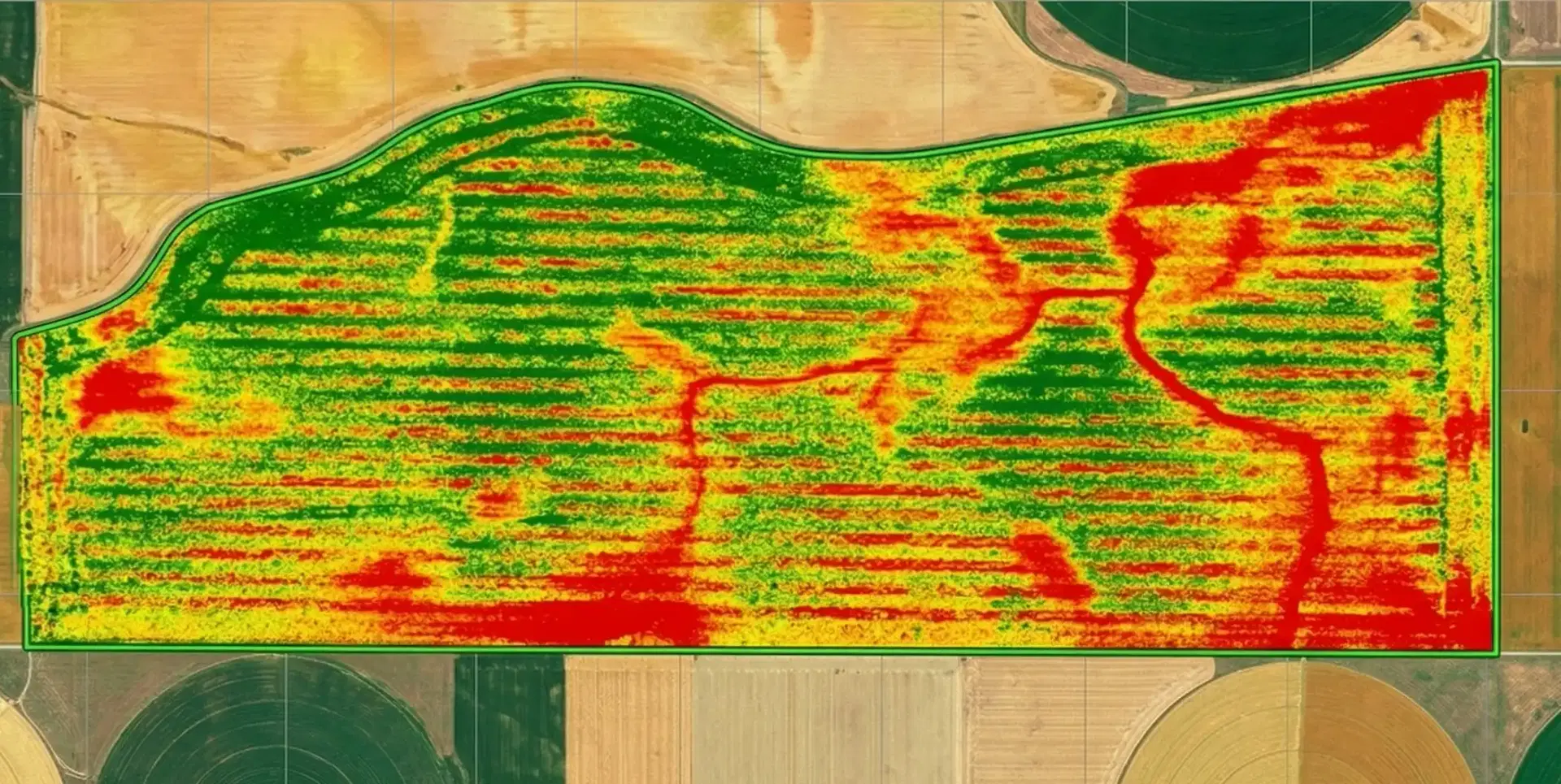 Aerial drone view of agricultural farm land