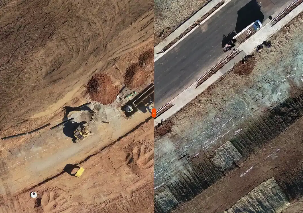 Aerial view of construction site