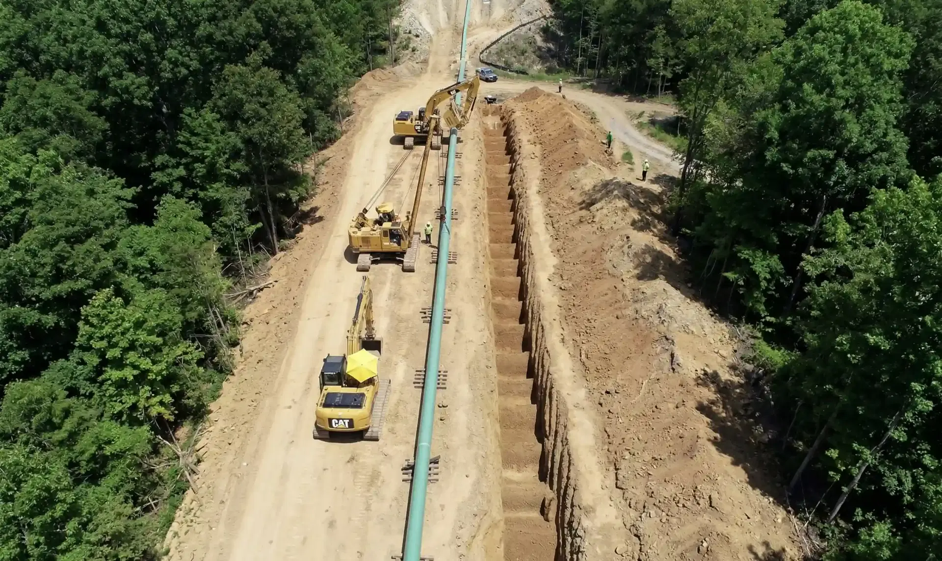 Aerial drone view of oil and gas pipeline infrastructure