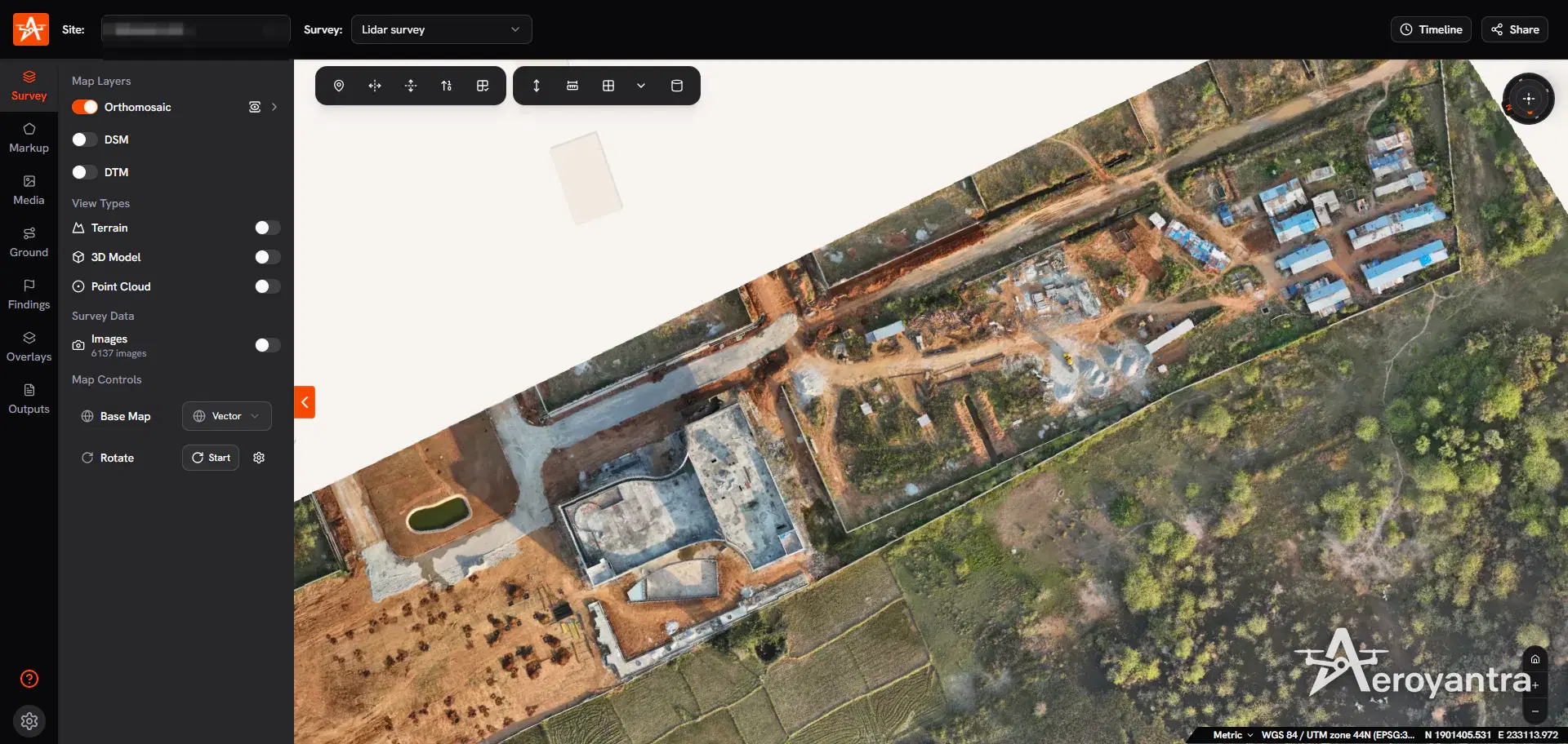 Drone orthomosaic of the township construction corridor - township development, lidar survey