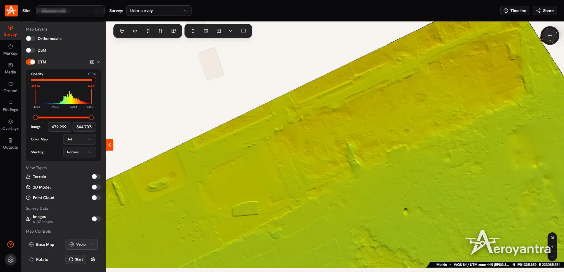 DTM digital terrain model with structures stripped out - township development, lidar survey